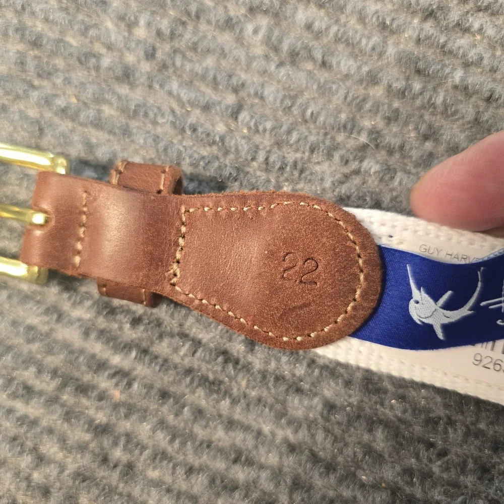Guy Harvey Boy's USA Marlin Leather Tab Belt Size 22